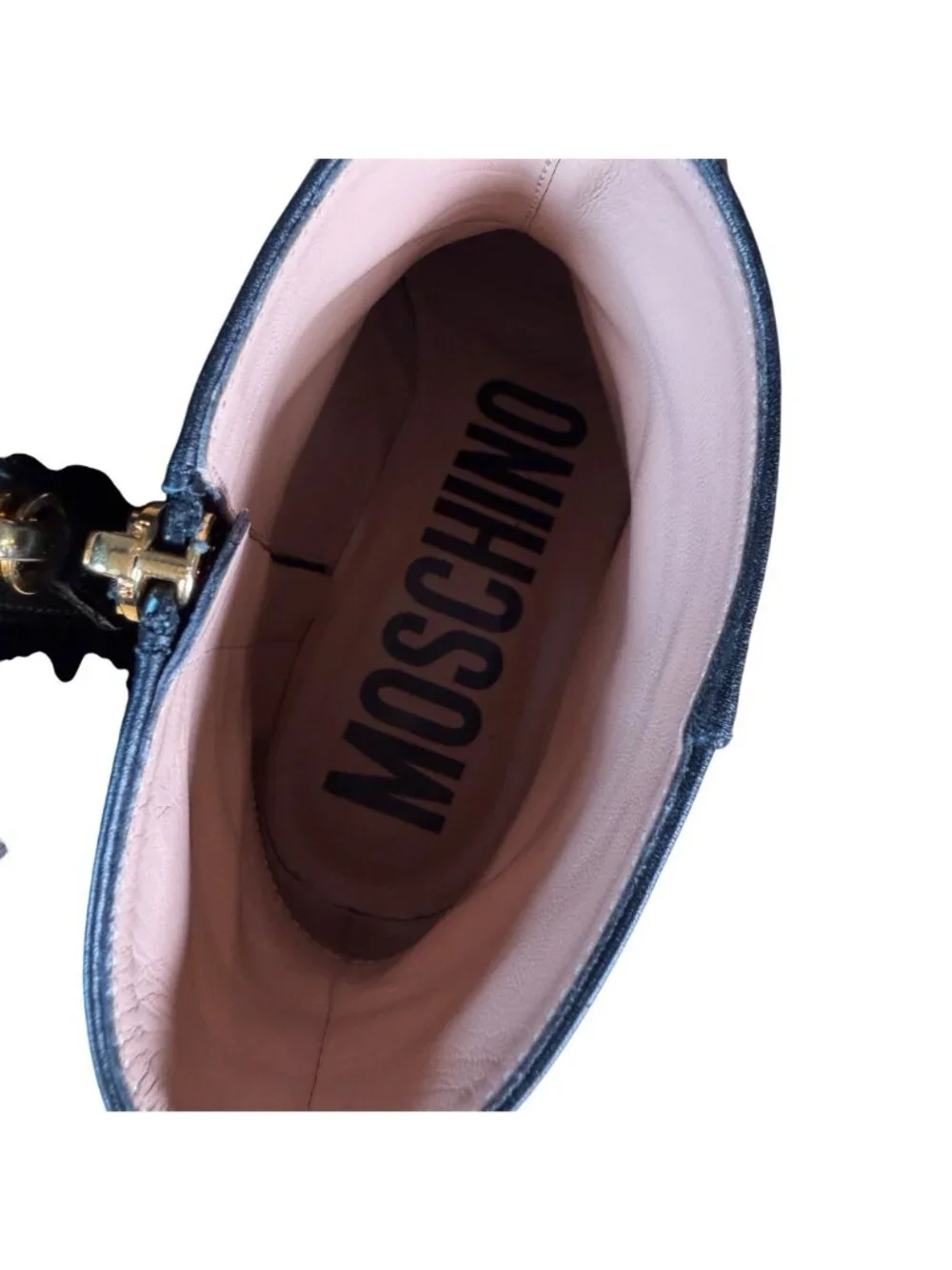 Moschino Couture Black Leather Pointed Toe Ankle Boot Size 37 w Box